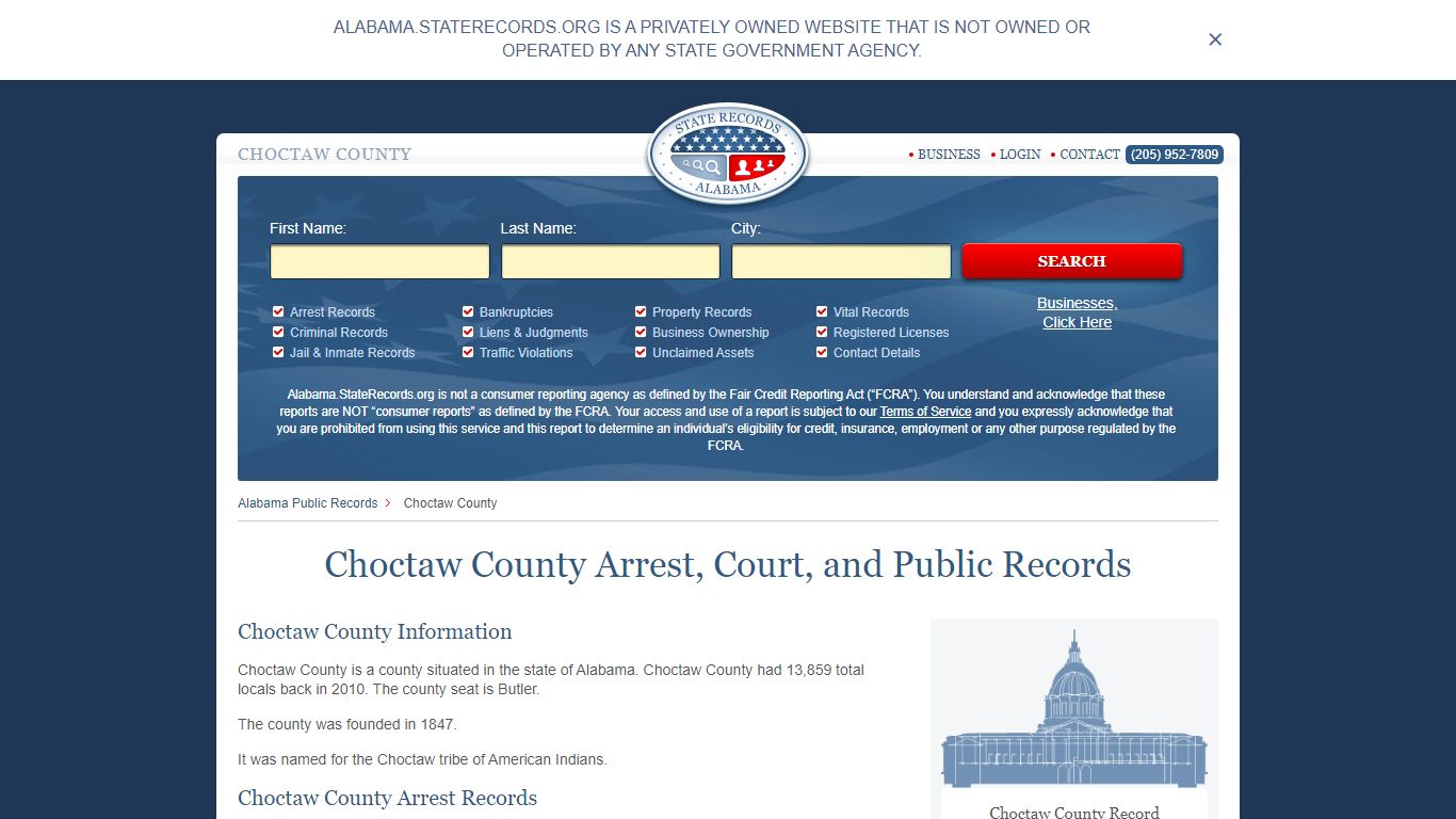 Choctaw County Arrest, Court, and Public Records